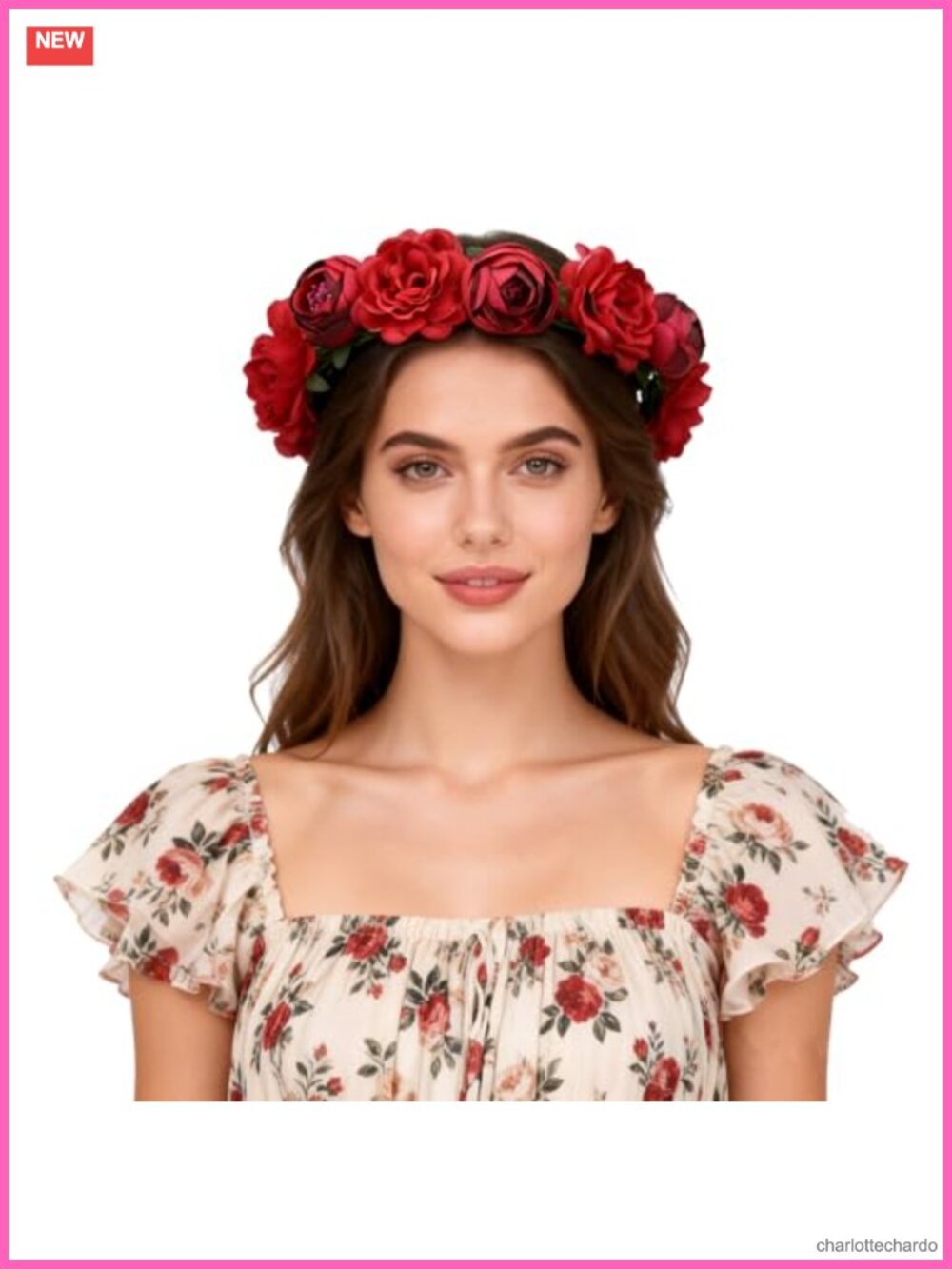 Floral Crown Hair Wreath Flower Headband Adjustable Ribbon Wedding Festival